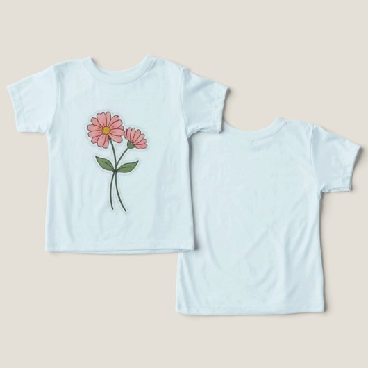 Delicate pink flowers minimalist t-shirt  (デザイン正面&裏面)