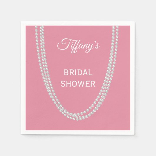 Delicate Pink Pearls Bridal Shower スタンダードカクテルナプキン (正面)