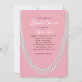 Delicate Pink Pearls Bridal Shower Invitation 招待状