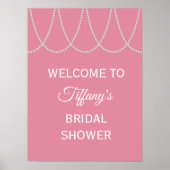 Delicate Pink Pearls Bridal Shower Poster ポスター (正面)