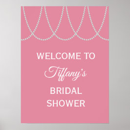 Delicate Pink Pearls Bridal Shower Poster ポスター