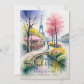 Delicate Pink Romantic Paris Landscape Wedding セーブザデート (正面)