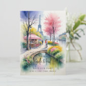 Delicate Pink Romantic Paris Landscape Wedding セーブザデート (スタンド正面)