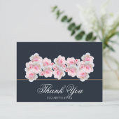 Delicate Pink Roses Floral Bridal Shower Thank You サンキューカード (スタンド正面)
