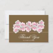 Delicate Pink Roses Floral Bridal Shower Thank You サンキューカード (正面)