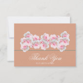 Delicate Pink Roses Floral Bridal Shower Thank You サンキューカード (正面)