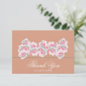 Delicate Pink Roses Floral Bridal Shower Thank You サンキューカード (スタンド正面)