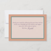 Delicate Pink Roses Floral Bridal Shower Thank You サンキューカード (裏面)