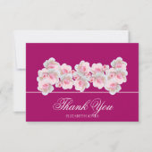 Delicate Pink Roses Floral Bridal Shower Thank You サンキューカード (正面)