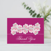 Delicate Pink Roses Floral Bridal Shower Thank You サンキューカード (スタンド正面)