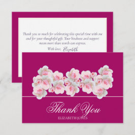 Delicate Pink Roses Floral Bridal Shower Thank You サンキューカード