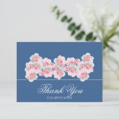 Delicate Pink Roses Floral Bridal Shower Thank You サンキューカード (スタンド正面)