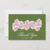Delicate Pink Roses Floral Bridal Shower Thank You サンキューカード (正面)
