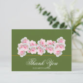 Delicate Pink Roses Floral Bridal Shower Thank You サンキューカード (スタンド正面)