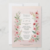Delicate Pink Shades Cherish Botanical Wildflowers 招待状 (裏面)