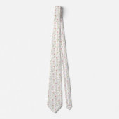 Delicate pink white flowers pattern neck tie ネクタイ (正面)