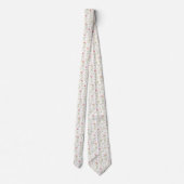 Delicate pink white flowers pattern neck tie ネクタイ (裏面)