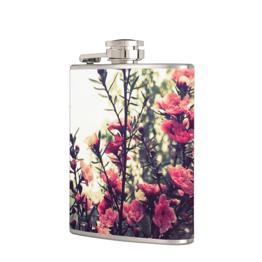 Delicate Pink Wild Flower Meadow Photo フラスク (左)