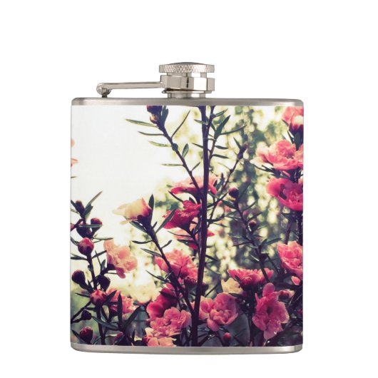 Delicate Pink Wild Flower Meadow Photo フラスク (正面)