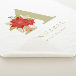 Delicate Poinsettias A Initial Christmas Girl Gif シェルパブランケット