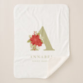  Delicate Poinsettias A Initial Christmas Girl Gif シェルパブランケット (正面)