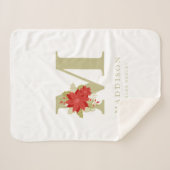 Delicate Poinsettias M Initial Christmas Girl Gift シェルパブランケット (正面(横))