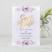Delicate Purple Floral Wedding Save the Date 招待状 (スタンド正面)