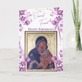 Delicate Purple Flowers Theotokos Birthday  カード (正面)