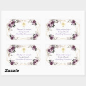 Delicate Purple Pink Peony Flowers Holy Communion  長方形シール (シート)