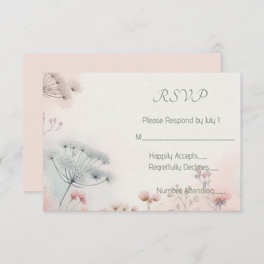 Delicate Queen Anne's Lace 出欠カード (正面/裏面)