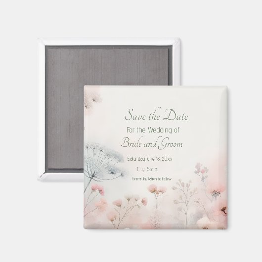 Delicate Queen Anne's Lace Save the Date Magnet マグネット (正面/裏面)