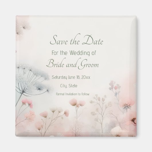 Delicate Queen Anne's Lace Save the Date Magnet マグネット (正面)