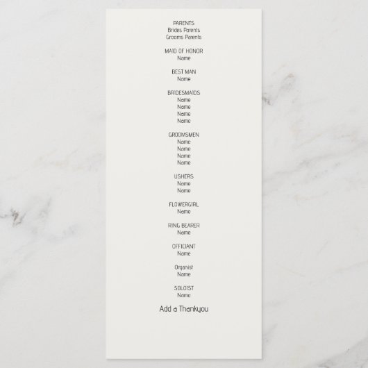 Delicate Queen Anne's Lace Wedding プログラム (裏面)