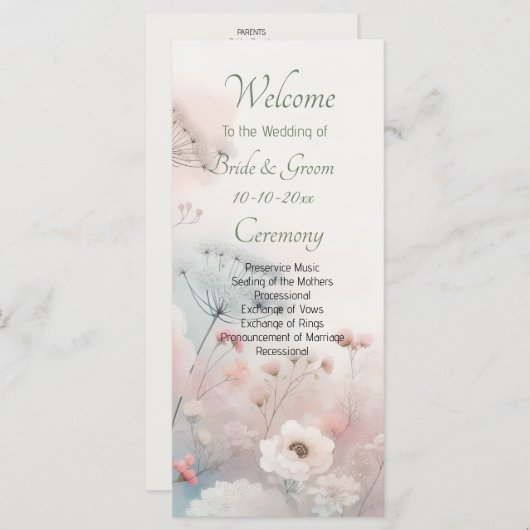 Delicate Queen Anne's Lace Wedding プログラム (正面/裏面)