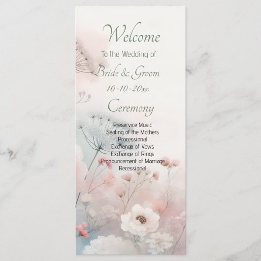 Delicate Queen Anne's Lace Wedding プログラム (正面)