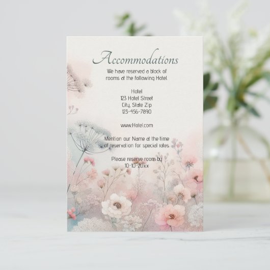 Delicate Queen Anne's Lace Wedding Accommodation  エンクロージャーカード (スタンド正面)