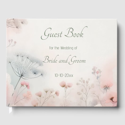 Delicate Queen Anne's Lace Wedding Guest Book ゲストブック (正面)