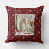 Delicate Red and Gold Angel Vintage Christmas  クッション (正面)