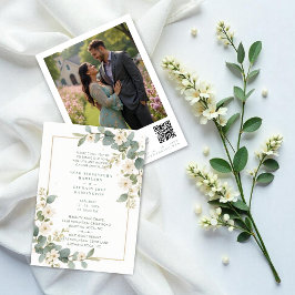 Delicate Romantic Flowers & Branches Frame Wedding 招待状