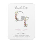 Delicate & Romantic Initial with a Floral Garland マグネット (縦)