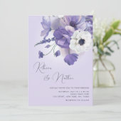 Delicate Romantic Lilac Floral All in One Wedding 招待状 (スタンド正面)