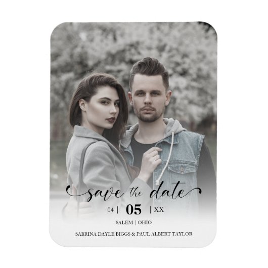 Delicate Romantic Wedding Custom Photo Couple マグネット (縦)