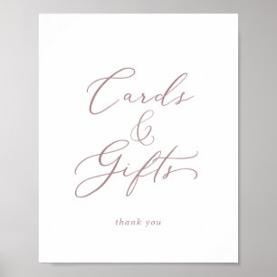 Delicate Rose Gold Cards and Gifts Sign ポスター