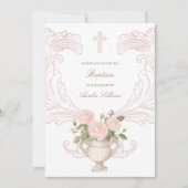 Delicate Roses Frame Baptism Invitation 招待状 (正面)