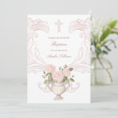 Delicate Roses Frame Baptism Invitation 招待状 (スタンド正面)