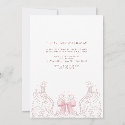 Delicate Roses Frame First Communion 招待状 (裏面)