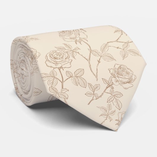 Delicate roses on ivory ネクタイ (ロール)