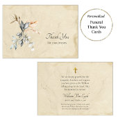 Delicate Rustic Leaves Parchment Orthodox Funeral  サンキューカード