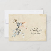 Delicate Rustic Leaves Parchment Orthodox Funeral  サンキューカード (正面)