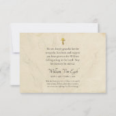 Delicate Rustic Leaves Parchment Orthodox Funeral  サンキューカード (裏面)